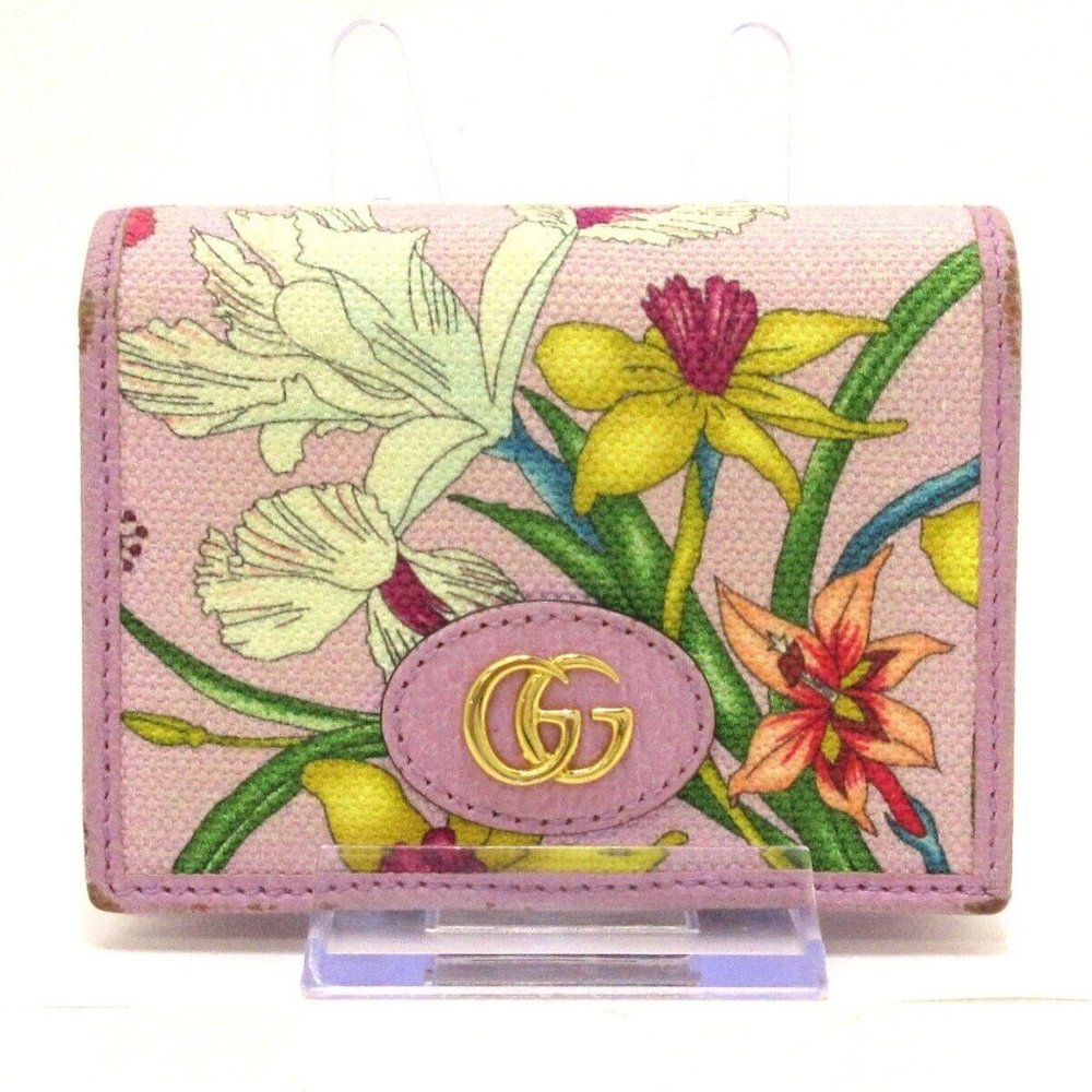 GG Marmont Flap Card Case Flora Canvas
